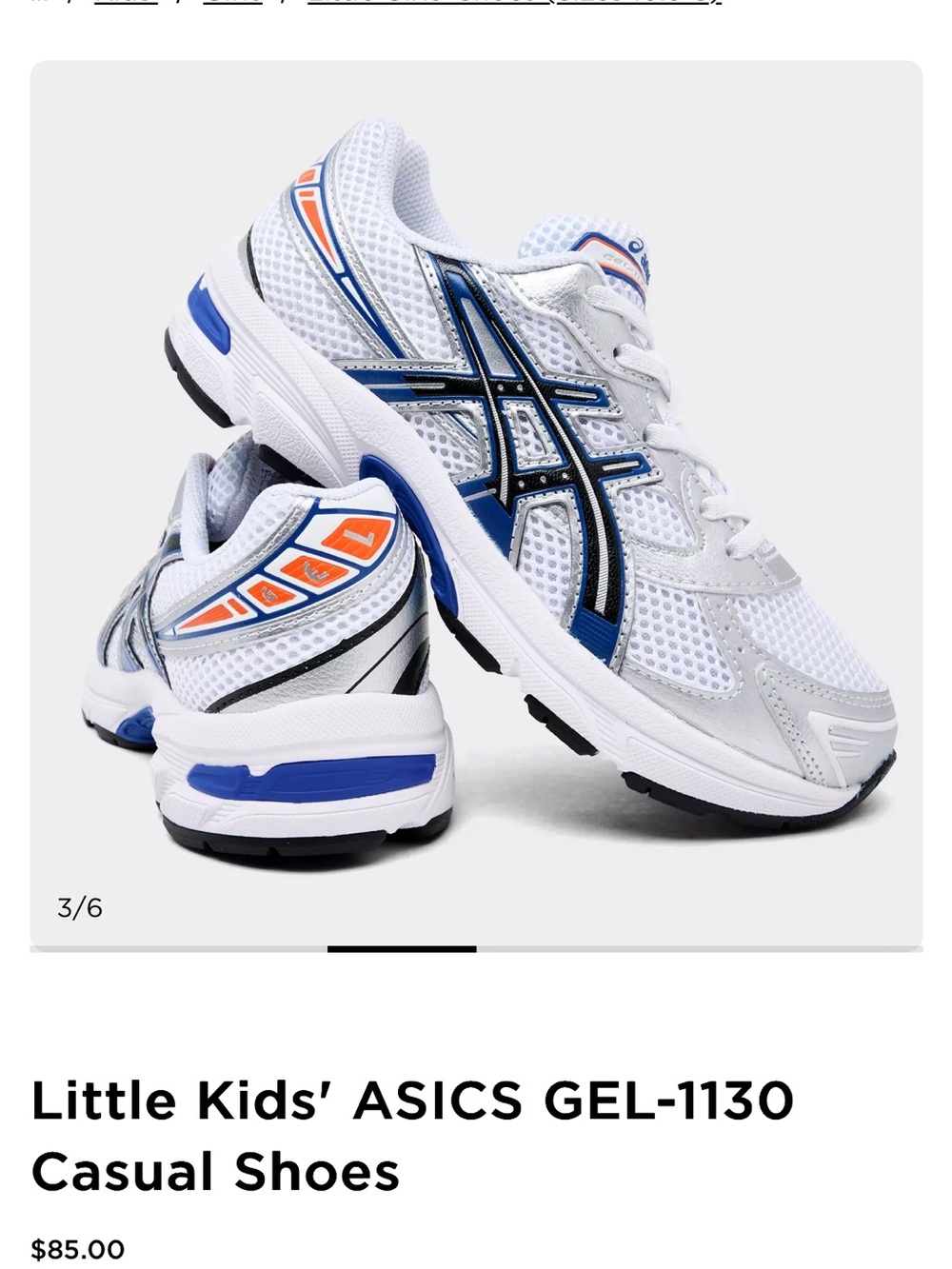 Asics Little Kids' Sneakers White Blue Orange